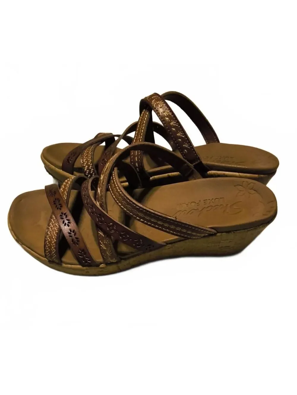 Skechers Brown Strappy Wedge Sandals Size 8